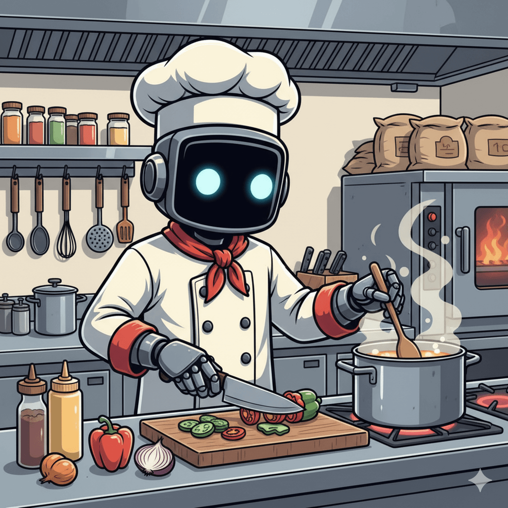 Robot working in a kitchen